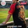 El Paso Chihuahuas x Harry Potter Hogwarts Crest baseball jersey featuring a black back, red sleeves, and gold lettering.