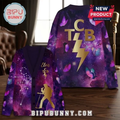 Elvis Presley TCB Galaxy Purple Cardigan Elvis Presley TCB Galaxy Purple Cardigan