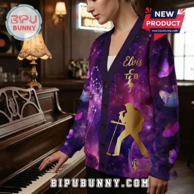 Elvis Presley TCB Galaxy Purple Cardigan