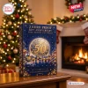 Front view of Euro Proof 50th Anniversary Advent Calendar 2026 on a wooden surface with a lit fireplace and Christmas tree behind.