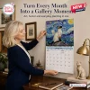 Woman hanging the Famous Painting Cat 2027 Calendar on a wall displaying January.