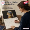 Woman writing in a Famous Painting Cat 2027 Calendar featuring a cat in classical art style on January.