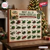 Farm Vehicles Advent Calendar 2026 showing 24 miniature toy tractors and machinery items in a Christmas themed box display.