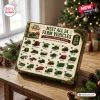Farm Vehicles Advent Calendar 2026 box displaying 24 unique toy tractors, harvesters, and trailers on a wooden table.