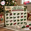 Farm Vehicles Advent Calendar 2026 showing 24 numbered squares featuring miniature tractors, harvesters, and farm machinery.