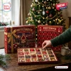 Front view of Forest Forever Christmas Advent Calendar with open compartments showing tiny themed ornaments.