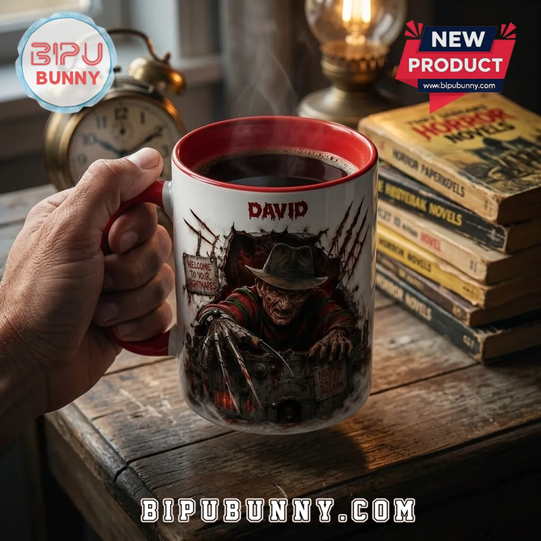 Freddy Krueger Never Sleep Again Red Handle Mug Freddy Krueger Never Sleep Again Red Handle Mug