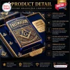Freemason Limited Edition Lighter Case featuring embossed gold square and compass symbols on a polished blue metallic body.