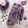 Fremantle Dockers 32nd Anniversary 40oz Stanley Tumbler featuring purple rhinestones, team logo, and gnome character.