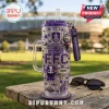 Fremantle Dockers 32nd Anniversary 40oz Stanley Tumbler with purple accents, team mascot, FFC text, and stadium graphics.