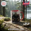 Friday the 13th Jason Voorhees Horror Accent Mug with red handle and interior, featuring a Crystal Lake camp graphic.