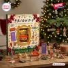 Front view of a Friends 32nd Anniversary Advent Calendar box with collectible miniature figures on a wooden surface.