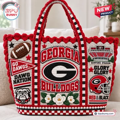 Georgia Bulldogs Crocheted Knit Tote Bag