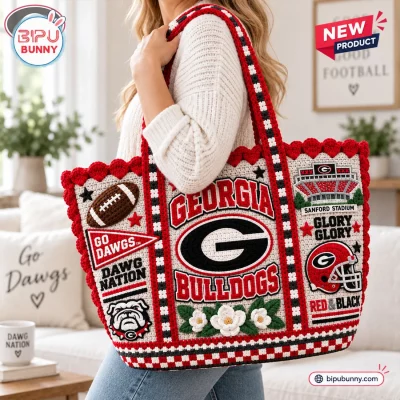Georgia Bulldogs Crocheted Knit Tote Bag