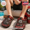 Georgia Bulldogs Sanford Stadium Suede Clogs with red and black graphics, bulldog mascot, and team branding.