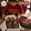 Georgia Bulldogs Sanford Stadium Suede Clogs featuring red, black, and white team graphics inside a branded shoe box.