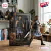 Gladiator Maximus Decimus Meridius Hot Toys figure displayed standing next to its collectible window box on a wooden table.