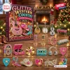Front view of Glitter Western Country Advent Calendar 2026 with metallic charms on wooden table.