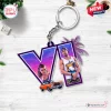 Front view of a Grand Theft Auto VI custom shape acrylic keychain with palm tree and car graphics.