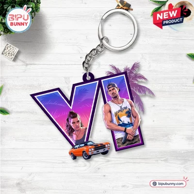 Grand Theft Auto VI Custom Shape Acrylic Keychain