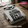 Gray School Mascot Striped Sleeve Hoodie featuring black distressed text on a folded gray cotton sweatshirt.