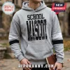 Gray School Mascot Striped Sleeve Hoodie with black text on chest and white and black stripes on the arm sleeves.