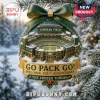 Green Bay Packers Lambeau Field 105th Anniversary Christmas ornament featuring a stadium model with a green ribbon topper.