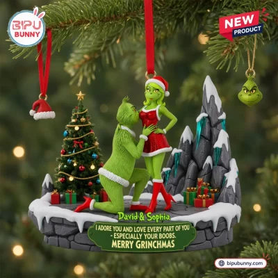 Grinch Couple Funny Christmas Ornament