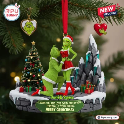 Grinch Couple Funny Christmas Ornament