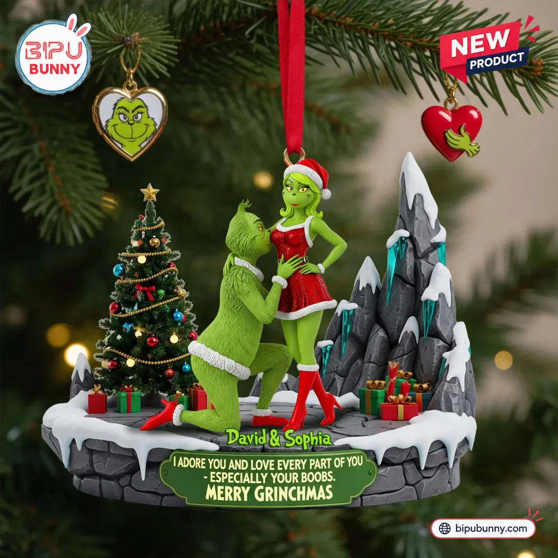 Grinch Couple Funny Christmas Ornament Grinch Couple Funny Christmas Ornament