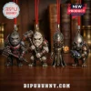 Halo 25th Anniversary Collector Advent Calendar figurines featuring four distinct armored characters on red hanging cords.