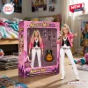 Front view of Hannah Montana 20th Anniversary Action Figure outside its pink packaging box with accessories.