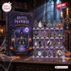 Front view of Haunted Mansion 2026 Halloween Advent Calendar box and twenty four numbered miniature gothic ornaments.