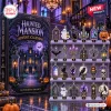 Front view of the Haunted Mansion 2026 Halloween Advent Calendar box and twenty-four numbered spooky charms.