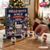 Hello Kitty MLB 2026 Season Advent Calendar box featuring baseball-themed Sanrio character figurines on a wooden table.