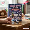 Hello Kitty MLB 2026 Season Advent Calendar box with miniature Dodgers and Yankees figures on a wooden desk.