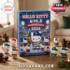 Hello Kitty x MLB 2026 Baseball Christmas Advent Calendar box with miniature Sanrio characters in various team uniforms.