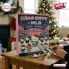 Hello Kitty x MLB Advent Calendar 2026 featuring Sanrio characters in baseball uniforms against a holiday tree background.