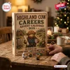 Highland Cow Careers Advent Calendar 2026 box with cow figurines, farm artwork, and text on a rustic wooden table.