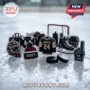 Hockey Lover Ornament Advent Calendar 2026 featuring miniature acrylic skates, jerseys, goalie masks, and pucks on ice.