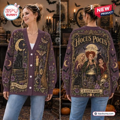 Hocus Pocus Sanderson Sisters Purple Knitted Cardigan