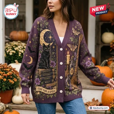 Hocus Pocus Sanderson Sisters Purple Knitted Cardigan