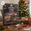 Front view of Holden 170th Anniversary Christmas Advent Calendar featuring classic car graphics and holiday decor.