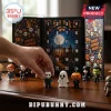 Horror Movie 2026 Mystery Halloween Advent Calendar with miniature vinyl figures displayed on a wooden table.