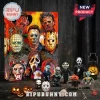 Horror Movie Character 2026 Halloween Advent Calendar box with miniature figurines of famous movie villains on wood table.