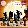 Horror Movie Character 2026 Halloween Advent Calendar featuring miniature figures on a wooden surface with a haunted background.