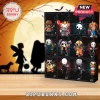 Horror Movie Character 2026 Halloween Advent Calendar featuring 24 numbered slots with cartoon slasher icons on black box.