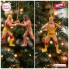 Hulk Hogan x Ultimate Warrior Wrestling Christmas ornament featuring two figures in wrestling poses on a tree.