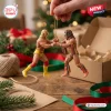 Hulk Hogan x Ultimate Warrior Wrestling Christmas ornament featuring two iconic wrestlers locked in a face-off pose.