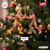 Hulk Hogan x Ultimate Warrior Wrestling Christmas ornament featuring two iconic wrestlers locked in a gold chain grip.